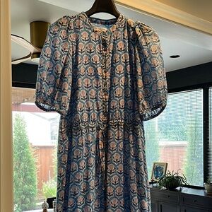 Emerson Fry Blue and Pink Midi Dress